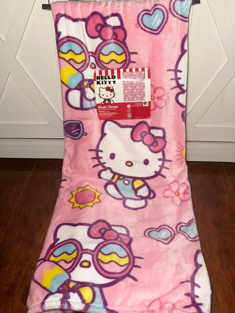 Hello Kitty Pink & Purple Summer Fun Plush Throw Blanket